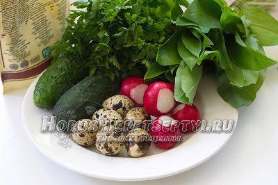 Ингредиенты для салата с черемшой
